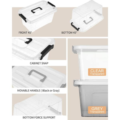 Set kutish plastike Clear, 11.61 x 7.48 x 5.51 inç, me kapak dhe dorezë, 6 copë