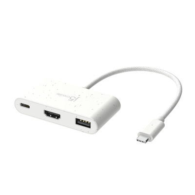Përshtatës j5create Eco-Friendly USB-C në HDMI/USB-A, 100W, i bardhë