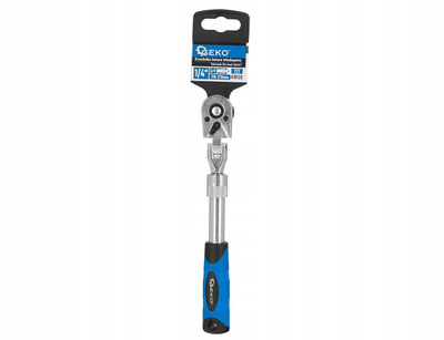 Çelës rakete teleskopik GEKO 1/4", 210–278 mm, 72 dhëmbë, blu e zezë