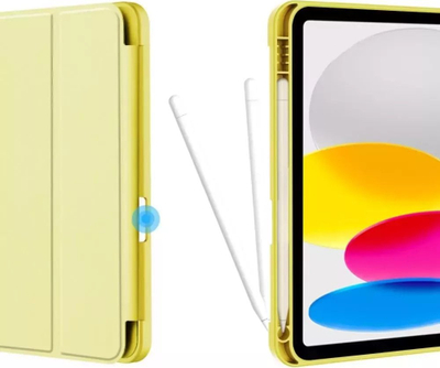 Këllëf tableti 4kom.pl SC Pen për Apple iPad 10.9 2022, silikoni, me mbajtëse stylusi, i verdhë