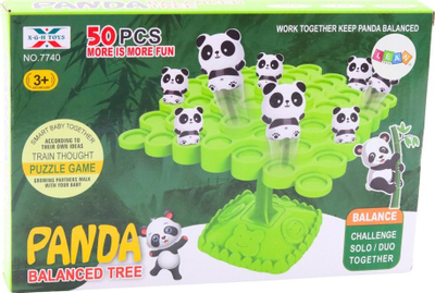 Loja e shkathtësisë Lean Toys Balancing Pandas Tree, 50 pjesë, familjare, shumëngjyrëshe