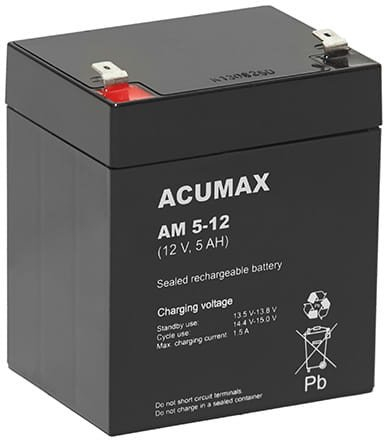 Батерија UPS Emu ACUMAX AM5-12T2, 12V, 5Ah, црна