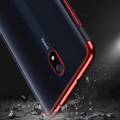 Kapak telefoni Hurtel Clear Color për Xiaomi Redmi 8A, gome TPU, kornizë metalike blu
