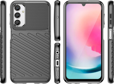 Këllëf telefoni Hurtel Thunder Case për Samsung Galaxy A24 4G, silikoni i blinduar, i zi