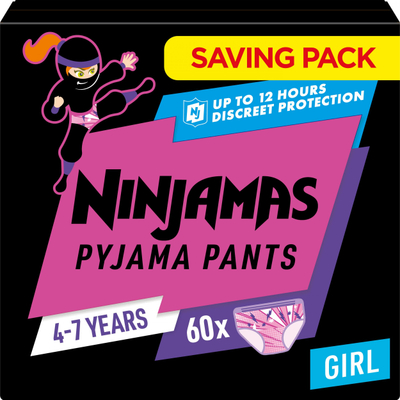 Pelenë-pantallona Pampers Ninjamas Pants 7 XXL, 60 copë, për goca