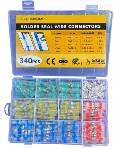 Set fishekë lidhës kabllosh EUROKOMP E6286, 340 copë, shumëngjyrësh
