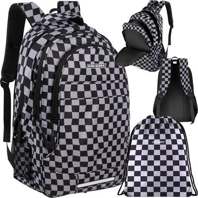 Çantë shpine Kruzzel 24531, 30L, me çantë sporti, me katrorë të zinj