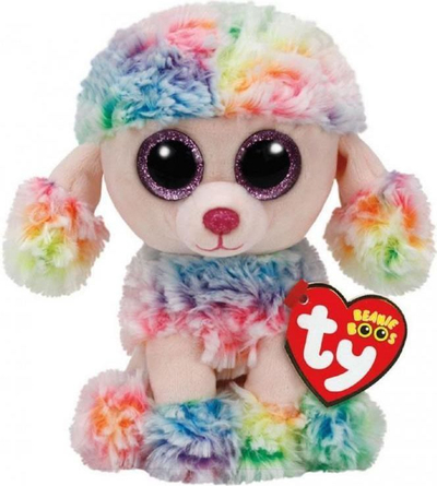 Lodër qenush pelushi TY Beanie Boos Rainbow, 24 cm, shumëngjyrëshe