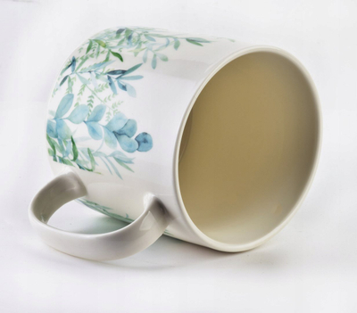 Filxhan EDDY, 500 ml, porcelani, me lule e gjethe jeshile e blu