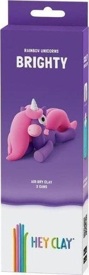 Set argjile modeluese Hey Clay Rainbow Unicorn Brighty, 3 kavanoza, shumëngjyrësh