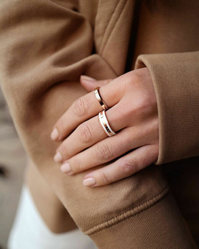 Unazë Daniel Wellington Emalie Ring Satin White, çelik inox, rozë gold