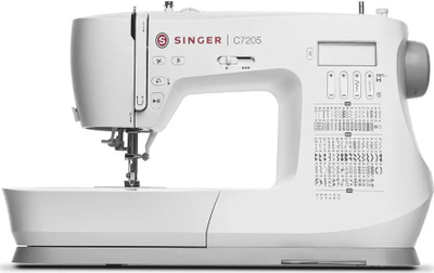 Makineri qepëse Singer C7205, 200 qepje, 8 vrima për kopsa, e bardhë