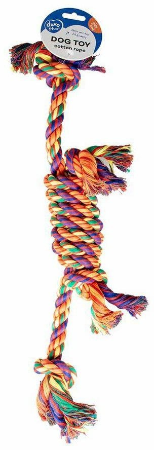 Lodër qenesh Duvoplus Cotton Rope, 2 nyje, pambuk, shumëngjyrëshe