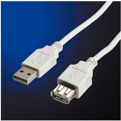 Kabllo USB VALUE, Type A mashkull në A femër, 0.8m, USB 2.0, e bardhë