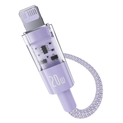 Кабел за полнење Baseus Gem USB C во Lightning, 20W, 2m, виолетов