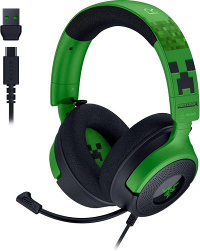 Kufje lojërash Razer Kraken V4 X Minecraft Edition, 7.1 Surround, mikrofon HyperClear, jeshile