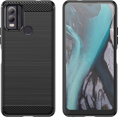 Kapak telefoni Hurtel për Nokia C22, silikoni karbon, i zi