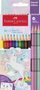 Set lapsash ngjyrues Faber-Castell, 10 lapsa, 3 pastel, me ngjitëse unicorn