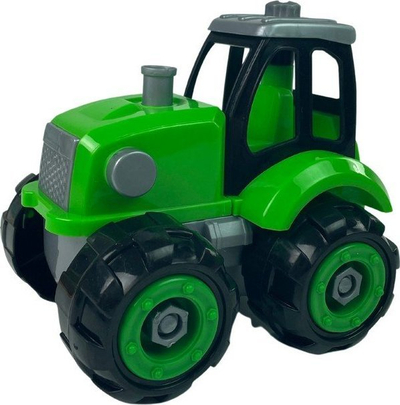 Lodër traktor Leantoys DIY, me rimorkio, me kaçavidë, jeshil