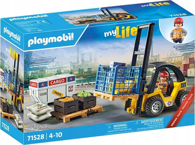 Set lodrash Playmobil 71528 Forklift Truck me ngarkesë, 40 copa, për kalamaj 4-10 vjeç, me shumë ngjyra
