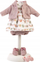 Set rrobash për kukull Llorens Dress For Doll 33134, për kukulla 33cm, motiv zogjsh, rozë shumëngjyrësh
