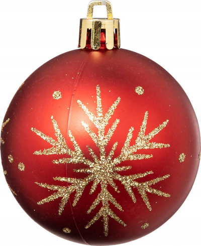 Set toptha Krishtlindjesh Atmosphera Colorama Christmas, 25 copë, plastikë e ricikluar 6cm, të kuq e të bardhë