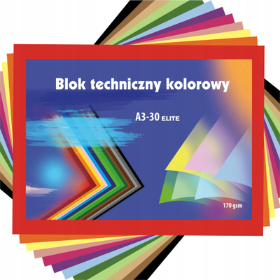 Bllok teknik me ngjyra Kreska Elite, A3, 30 fletë