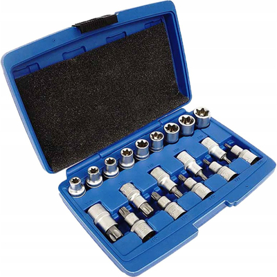 Set nasadash Torx dhe E-Torx Silver SK-019-03, 1/2", 19 pjesë, çelik Cr-V