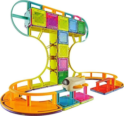 Set ndërtimi magnetik Lean Toys Sky Track, 62 copa, shumëngjyrësh