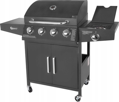 Grill me gaz Garden, 14.5 kW, 4+1 djegës, i zi