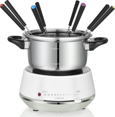 Set fondue elektrik Melissa 2L, 1200W, 8 pirunë, i bardhë