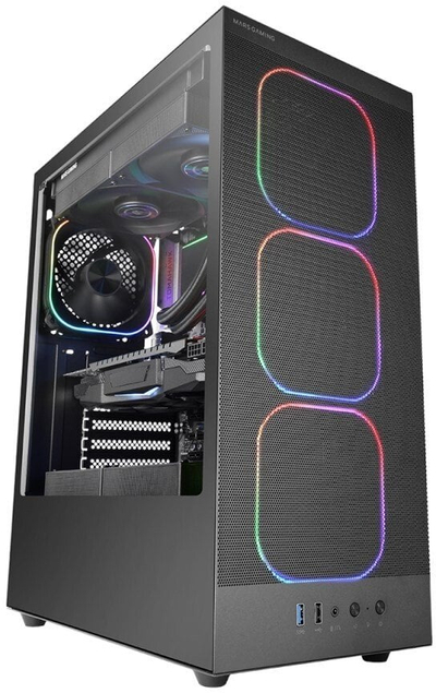 Kuti kompjuteri Mars Gaming MC-Nebula, ATX, 4 ftohës ARGB 120mm, xham i temperuar, e zezë