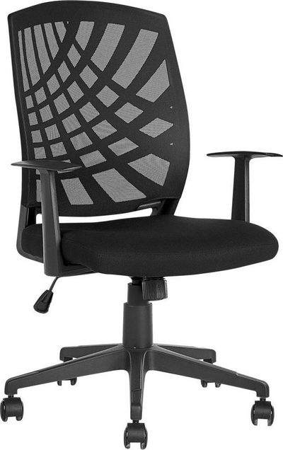 Karrige zyre rrotulluese Beliani Bonny Black, mbështetëse ergonomike rrjetë, rregullim lartësie, e zezë