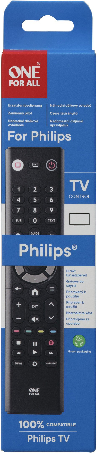 Telekomandë universale One For All URC1313 Philips, infra të kuqe, e zezë