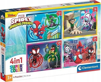 Puzzle Clementoni Marvel Spidey and His Amazing Friends 21528, 4 në 1, 12 16 20 24 pjesë, për fëmijë 3+