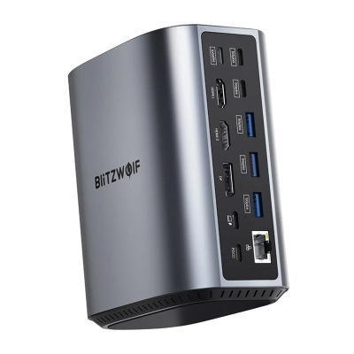 Docking station BlitzWolf BW-TH15, 17 në 1, 4K, gri metalik