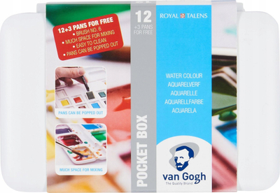 Set akvareli Van Gogh Pocket Box Royal Talens, 15 ngjyra, me penel, i bardhë