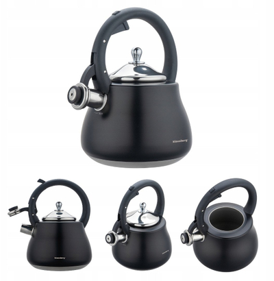 Cajnik me fishkëllimë Klausberg KB-7918, 2.8L, çelik inox, i zi me elemente argjendi
