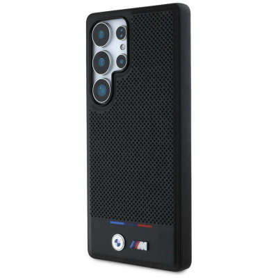 Mbulese telefoni BMW M MagSafe për Samsung Galaxy S25 Ultra, lëkurë, tringjyrëshe, e zezë