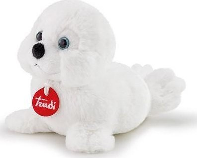 Lodër pelushi Trudi Puppy Seal TUDO1000, 15x16x18 cm, madhësia S, e bardhë