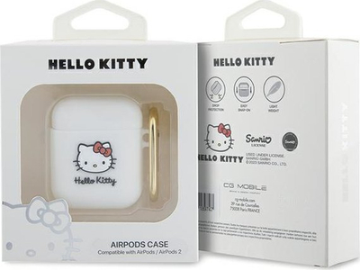 Mbulesë silikoni për AirPods Hello Kitty, me karabinë, rozë