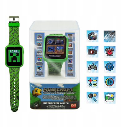 Ora elektronike për fëmijë Min4045 Minecraft, ekran LCD me prekje, lojëra dhe kamera, shumëngjyrëshe