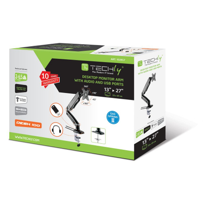 Mbajtëse monitori Techly, 13"-27", USB 2.0, e zezë
