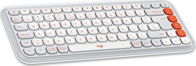 Set tastiere edhe mi Logitech POP Icon, Bluetooth, për disa pajisje, e bardhë edhe portokalli