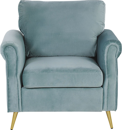 Fotelje VIETAS Velvet, kadife, këmbë metalike, mint green