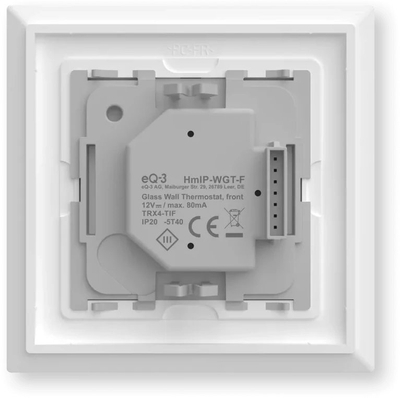 Termostat muri smart Homematic IP me xham, ekran me prekje, i bardhë