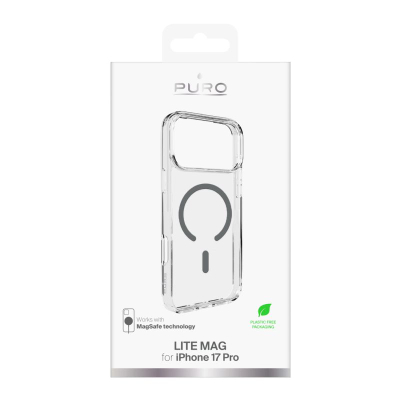 Këllëf telefoni Puro Lite MagSafe për iPhone 17 Pro, transparent, gri
