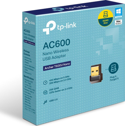 Adapter Wi‑Fi TP‑Link Archer T600U Nano, AC600, USB, i zi