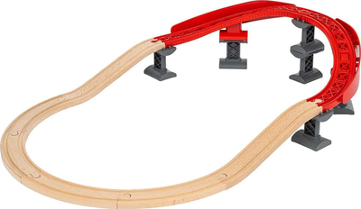 Set lodër treni Brio Ascending Curves Track Pack, 16 pjesë, dru dhe plastikë, i kuq dhe dru i çelët