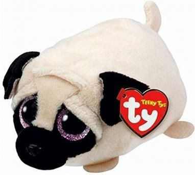 Lodër pelushi TY Beanie Boos Teeny Tys Candy Pug, 4", shumëngjyrëshe